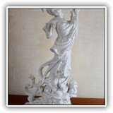 N6. Glazed contemporary Blanc de Chine figure with one missing hand. 13.5"T - $24 as is