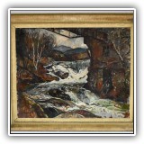 A4. William Lester Stevens painting on board entiteld "Under the Bridge" Frame: 37" x 31" Board: 30" x 24" - $2950