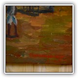 A72. "Laundry Day" oil painting on board by Giragos Der Garabedian. Board: 14" x 18" - $30