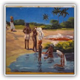 A79. Unframed oil painting on canvas. Canvas: 20" x 16.25" - $75