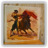 P34. Unframed bull fight poster - $14