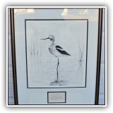 P75. American Avocet" bird print by Mauyra Twitchell. Frame: 22" x 29" - $75