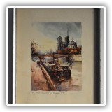P73. Print of Notre Dame Cathedral. Frame: 7" x 9" - $12
