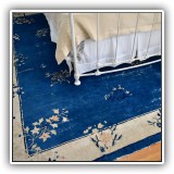 D07. Blue Antique Chinese rug. Measures approx. 8' x10'7" Some wear. - $425