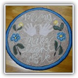 D06. Small round area rug "Many Hands Make Light Work". 36"w - $65