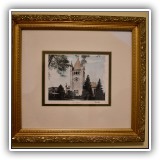 A35. Framed St. John's Church in Wellesley. 11"h x 12"w - $28