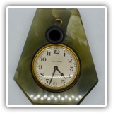 D27. Onyx pen holder with inset Waltham clock. - $34