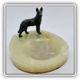 D19. Onyx ash tray with German Shepard - 5.5"x6"