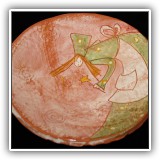 P37. Sud & Co. painted pottery bowl 9.25"w - $30