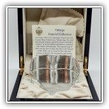G07. Faberge glass heart in box.  Chipped on bottomp point. - $48