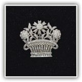 J09. Sterling silver flower basket pin - $35