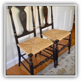 F62. Pair of stenciled rush seat chairs. 39"h x 25"w x 26"d - $150