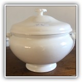 P45. White tureen. 9.5" x 10" - $18