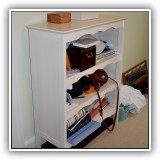 F32. White 3-shelf bookcase. 37.75"h x 30"w x 13"d - $48