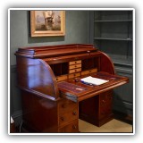 F2. Antique English cylinder desk. Some condition concerns. 44"h x 48"w x 32"d. - $350