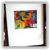 A07. Framed sun and moon print. Frame: 20.5"h x 16.5"w