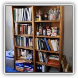 F49. Double width oak bookcase. 71.5"h x 48.5"w x 13"d - $175