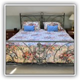 F58. Ethan Allen king size verdigris metal scroll bed . - $395