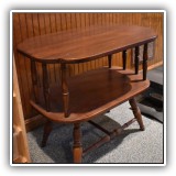 F42b. 2-Tiered cherry side table 23.5"h x 28"w x 18"d - $60