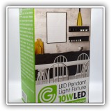 D04. Greenlite LED pendant light fixture. New in box. 3.9"x11.8" - $10