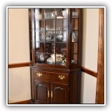 F15. Ashley River by Temple Stuart cherry corner china cabinet. 75"h x 36"w x 19.5"d  - $425