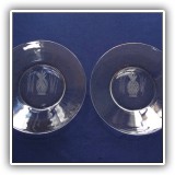G35. Set of 2 glass plates with etched pineapple design. 6"w 