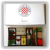 G37. Peggy Karr Glass wine-themed glass tray. 14" x 8"