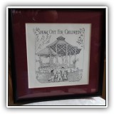 A08. Framed "Speak out for Children" by Jane E. Melson print. Frame: 11" x 11.5"