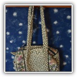 H04. Vera Bradley green and white vines handbag. 9"h x 11"w x 3"d - $18