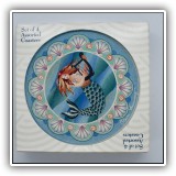 K23. Set of 4 AbsorbaStone mermaid coasters. New in box. - $8