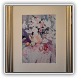 A19. Framed watercolor still life print. Frame: 15.75"h x 13"w - $40