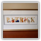 A30. Original "Patrick" artwork by Jeanne Whalen. Frame: 13.5"h x 28"w - $30