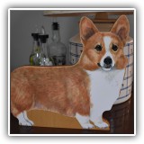 D98. DW Possum Designs standing corgi cutout. 10.5"h x 11"w - $16