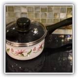 K29. Portmeirion enamel pot. 4.5"h x 6"w - $12