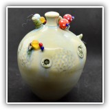 P07. Studio pottery sculpture with beads.  Cracked. - $8