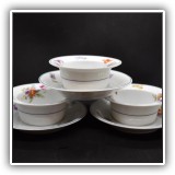 P02. Three Krautheim Bavarian porcelain dessert dishes with underplates. - $16 for the set.