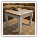 F27. Table with butcher block top from Ikea. 18"h x 23"w x 23"d - $30
