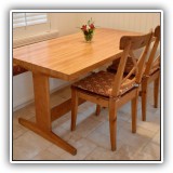 F20. Oak butcher top trestle table. 28"h x 60"l x 30"d - $275