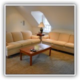 F33. Pair of Ethan Allen rolled back sofas. 34"h x 86"w x 38"d