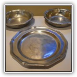 S11. Wilton pewter 9" plate and 2 7" bowls. - $18 for the set.