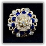 J39. Vintage Coro goldtone pin with faux pearls and enamel. - $22